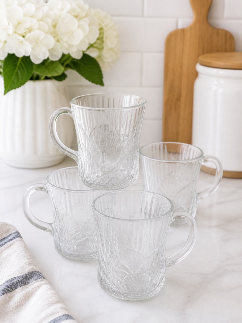 Arcoroc Set of 4 pcs  Clear Glass Mugs